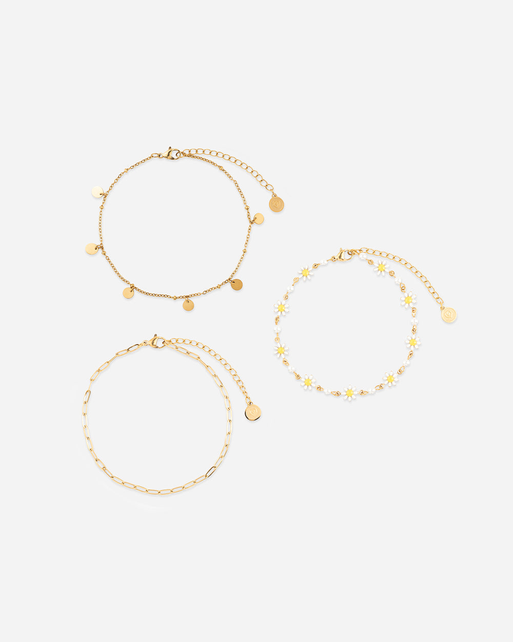 ENKELBANDJE met madeliefjes - Goud